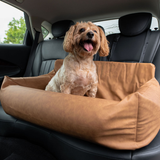 PupProtector™ Faux Leather Memory Foam Dog Car Bed - Camel From Paw.com
