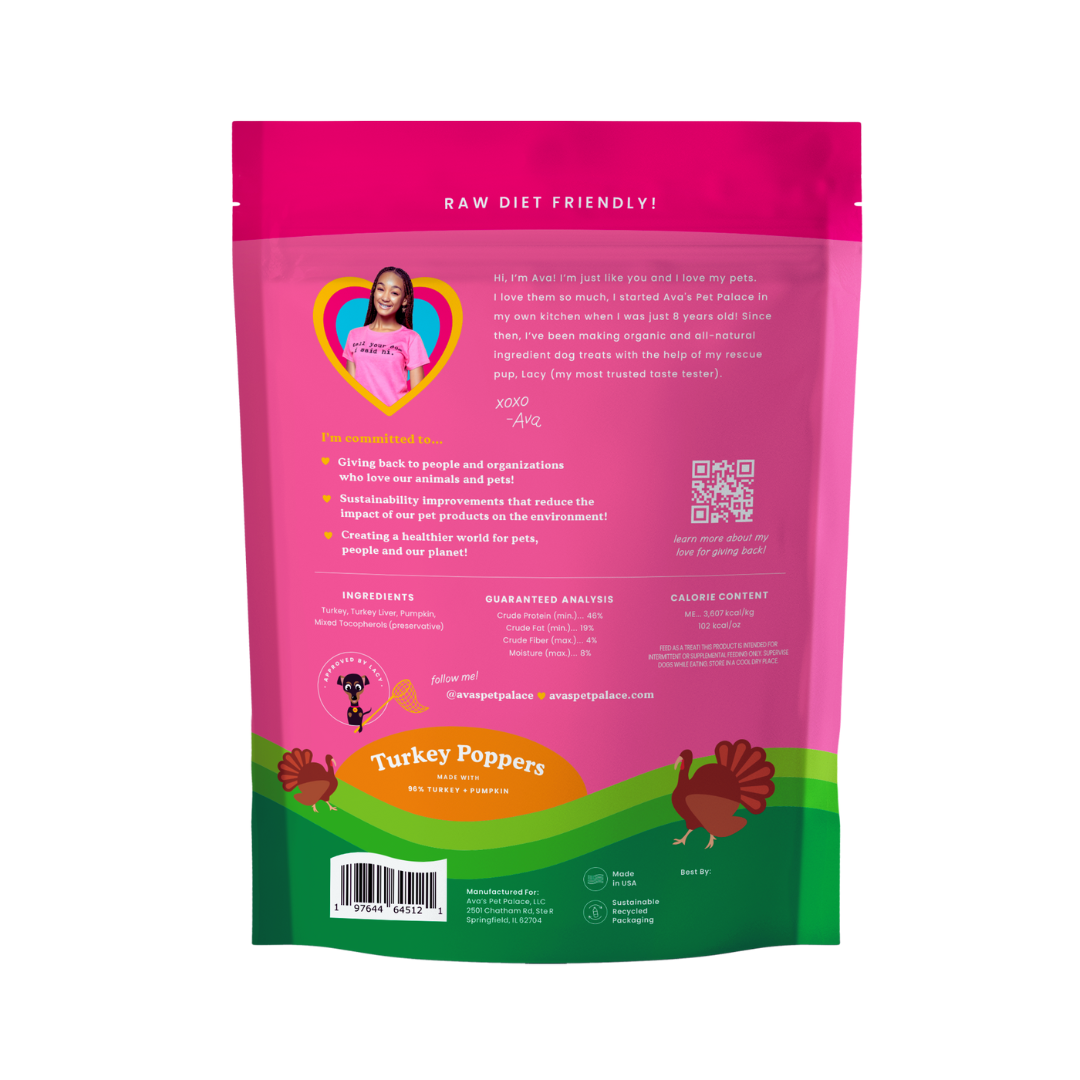 Freeze Dried Dog Treats - Turkey Poppers from Ava's Pet Palace