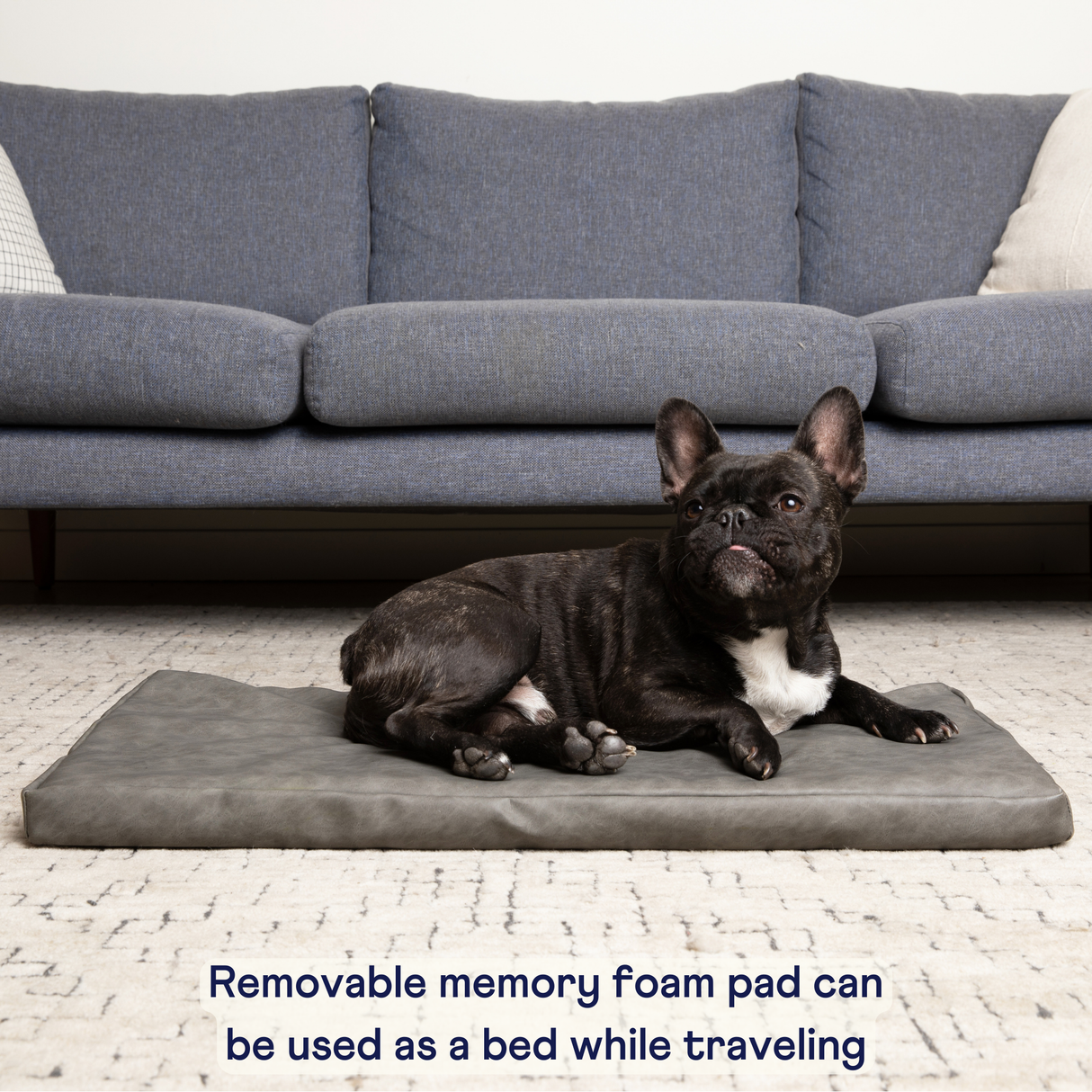 PupProtector™ Faux Leather Memory Foam Dog Car Bed - Slate Gray From Paw.com