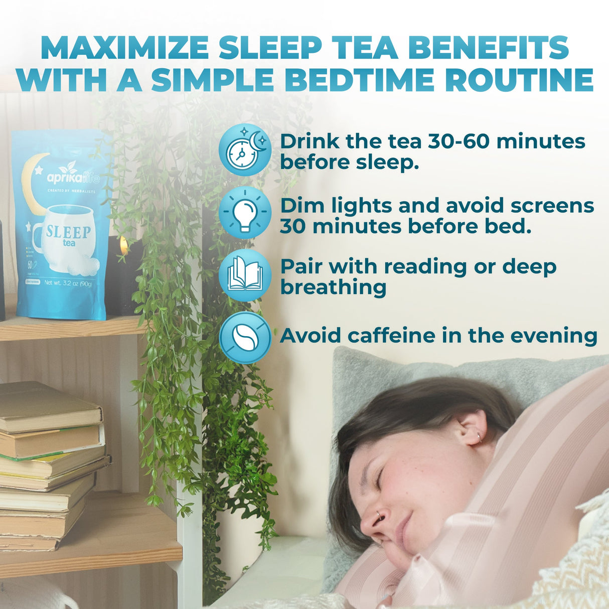 Herbal Sleep Tea With Sleep Guide, 60 Bags from Aprika Life