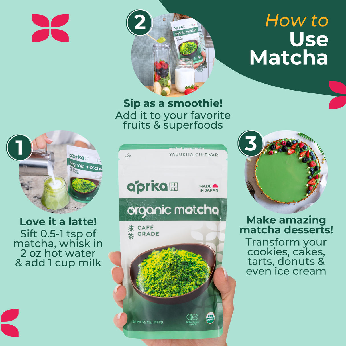 Organic Japanese Matcha Green Tea Powder from Aprika Life