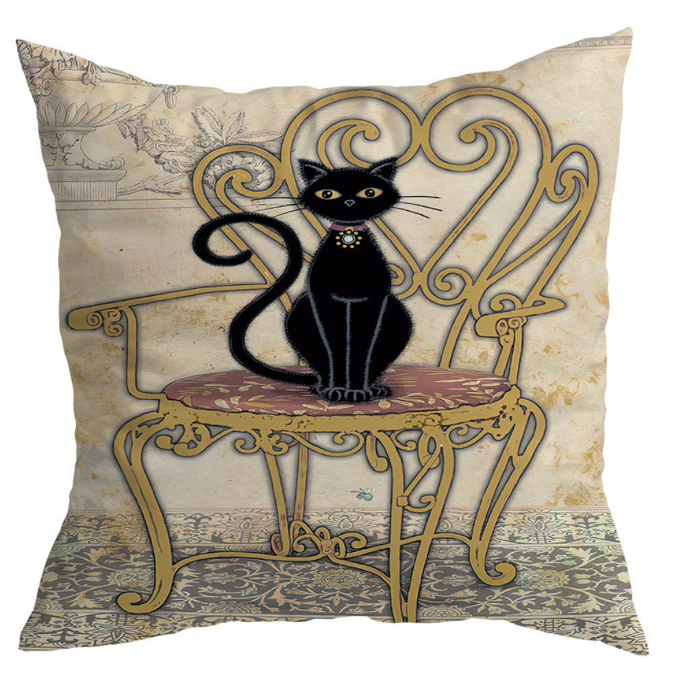 Vintage Black Cat Cushion Covers from Moderny