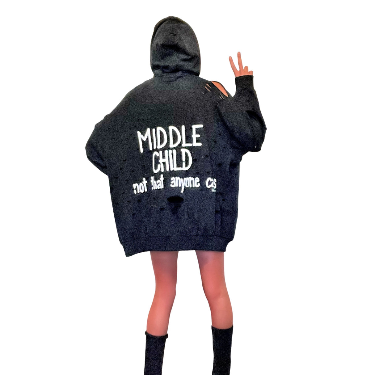 'MIDDLE' PAINTED HOODIE from Wren + Glory