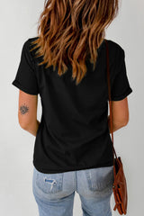 Black Rhinestone Horse & Horseshoe Graphic T Shirt from MsDressly