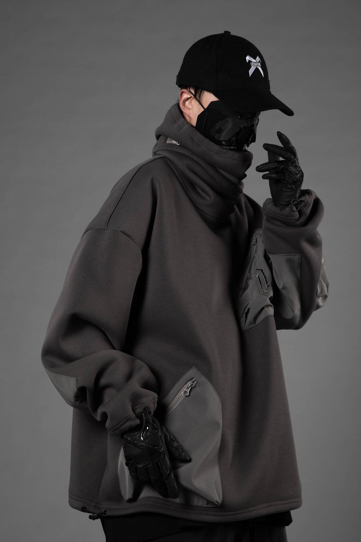 H33 Grey Utility Transformer Hoodie From Niepce Inc