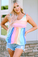 Haley Striped Tied Shoulder Tank Top From Threaded Pear