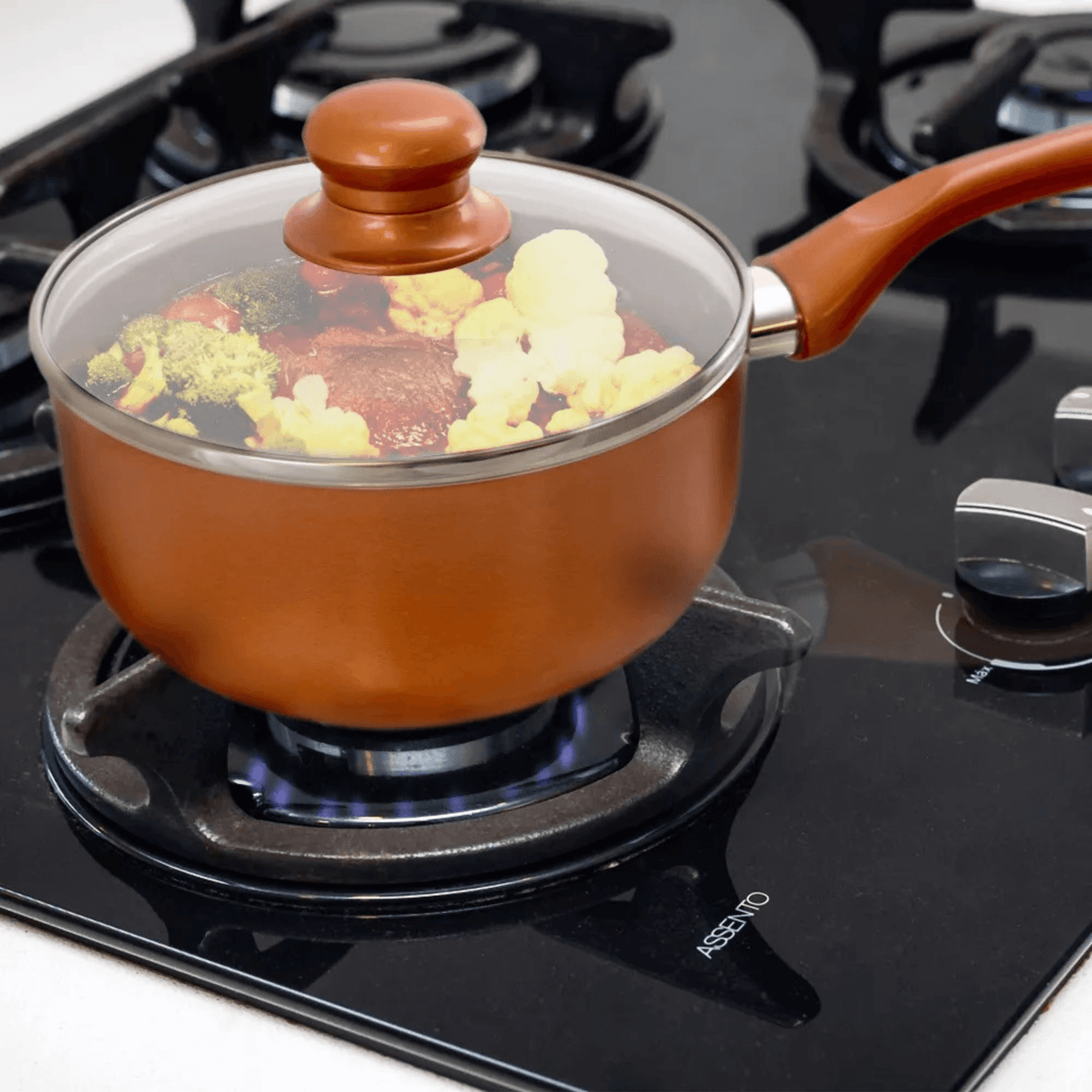 Better Chef 2Qt Ceramic-Coated Copper-Tone Saucepan with Glass Lid from Jupiter Gear Home