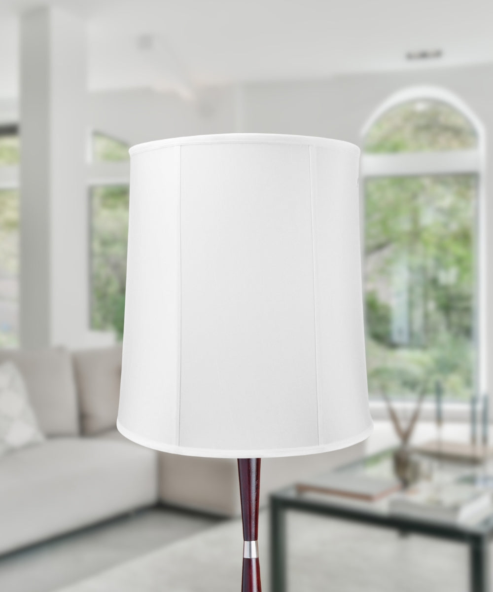 Large 14"x16"x17" Drum Lampshade White Shantung, Large Cylinder Replacement Lamp Shade for Tall Table Lamps from LampsUSA