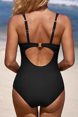 Scalloped V Neck Cut Out Monokini Swimwear from My Pampered Life Seattle