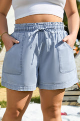Kimberly Plus Size Drawstring High Waist Denim Shorts from Threaded Pear