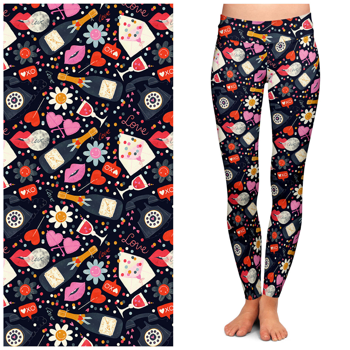Love Struck Buttery Soft Leggings by Lipstick & Chrome From Quirks!