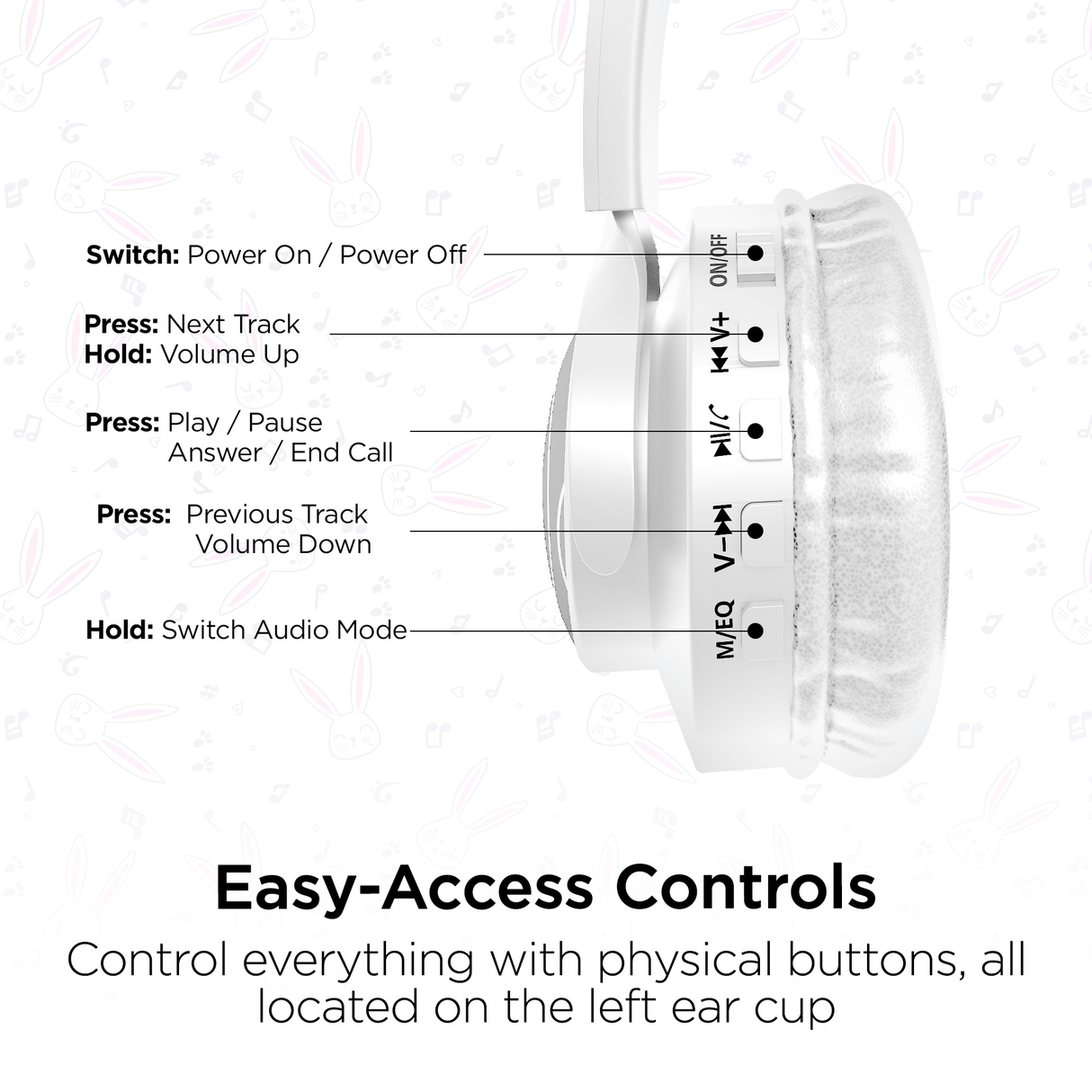 HyperGear Bunny Tracks Wireless Light-Up Headphones from Jupiter Gear Home