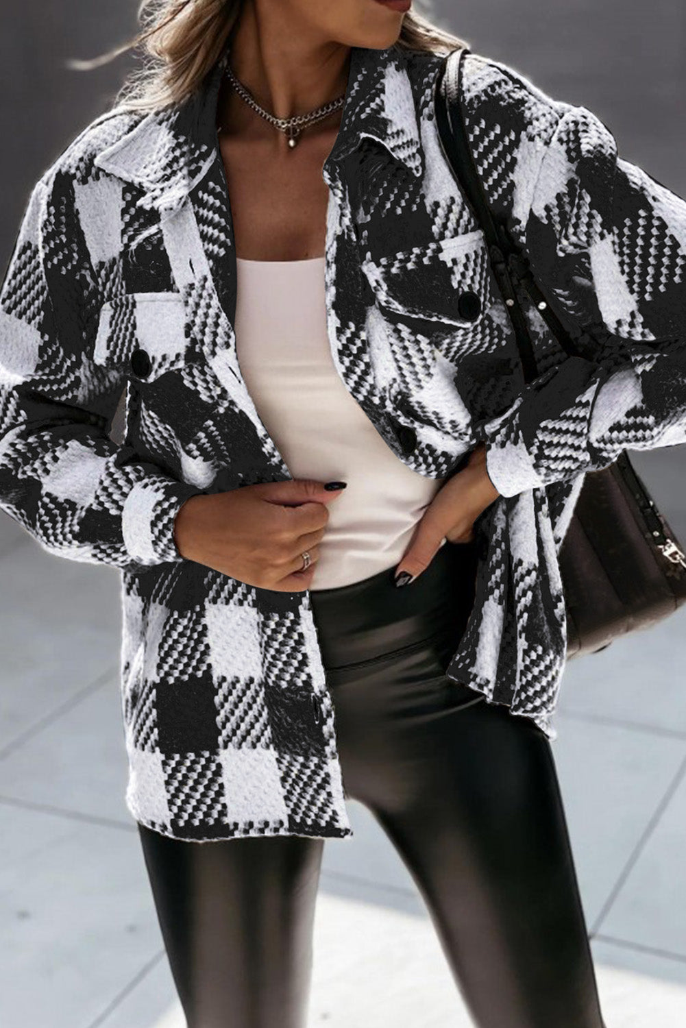 Black and White Plaid Jacket from MsDressly