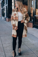 Autumn Plaid Button-Down Shirt Jacket from MsDressly