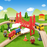 Tiny Land® Wooden Track Trains 55 Pcs From Tiny Land