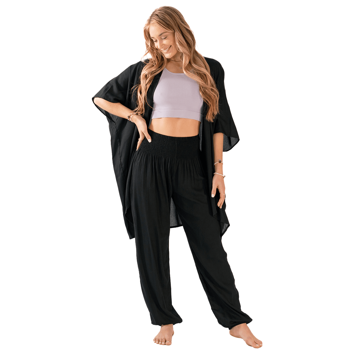 Black Harem Pants Lounge Set From LotusAndLuna