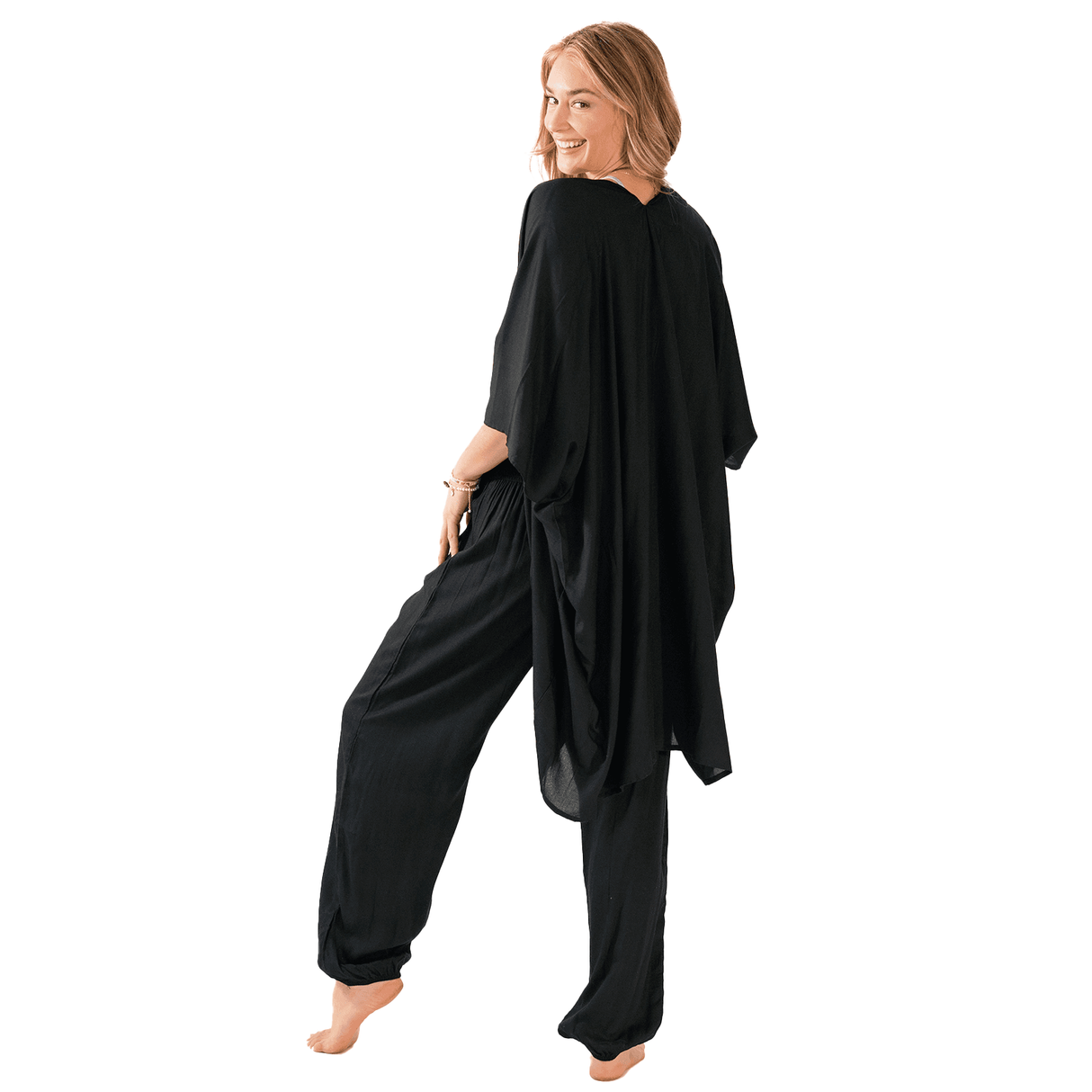 Black Harem Pants Lounge Set From LotusAndLuna