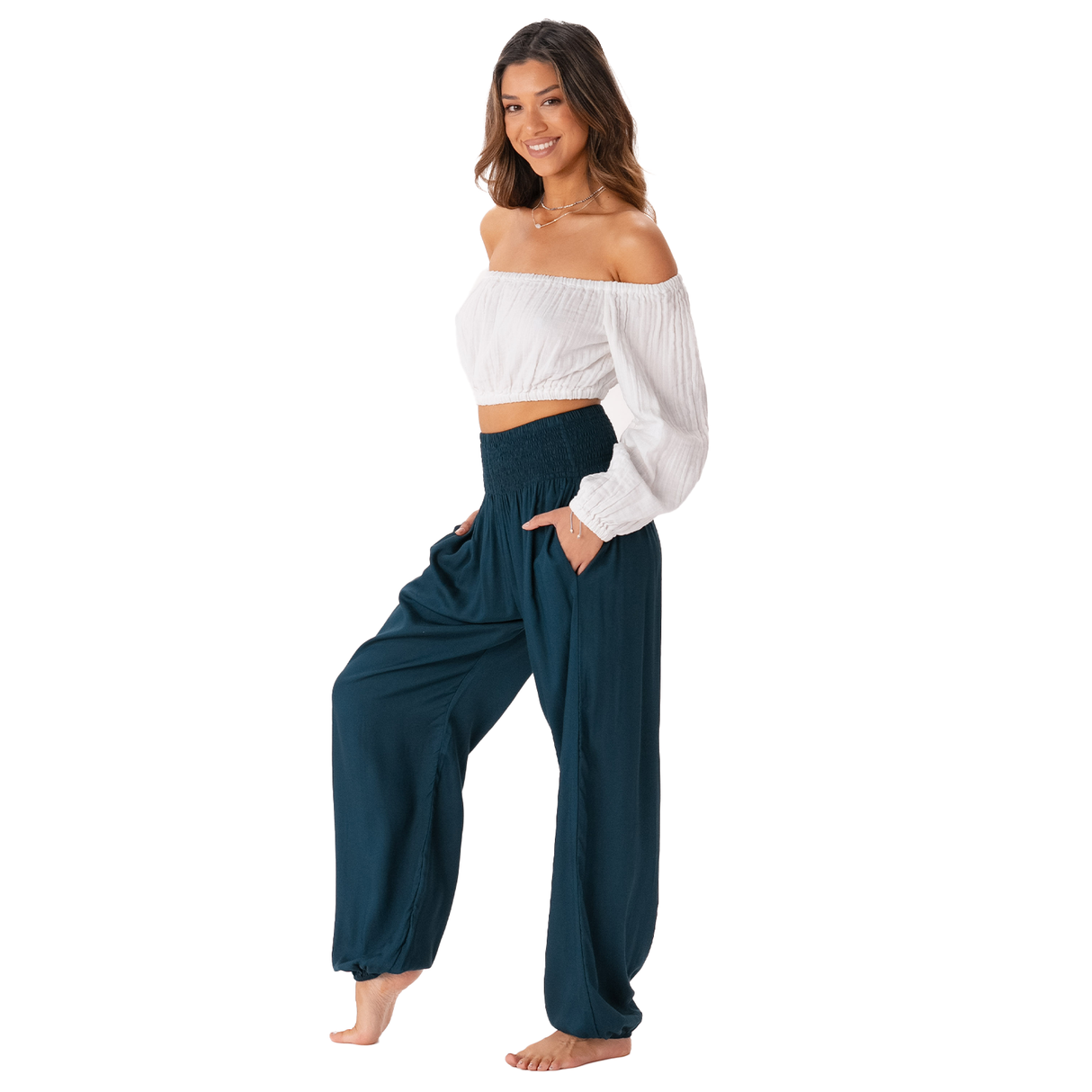 Deep Teal Harem Pants From LotusAndLuna