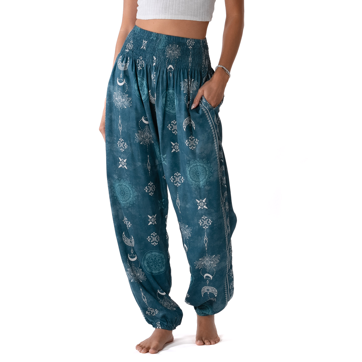 Cosmic Teal Harem Pants From LotusAndLuna