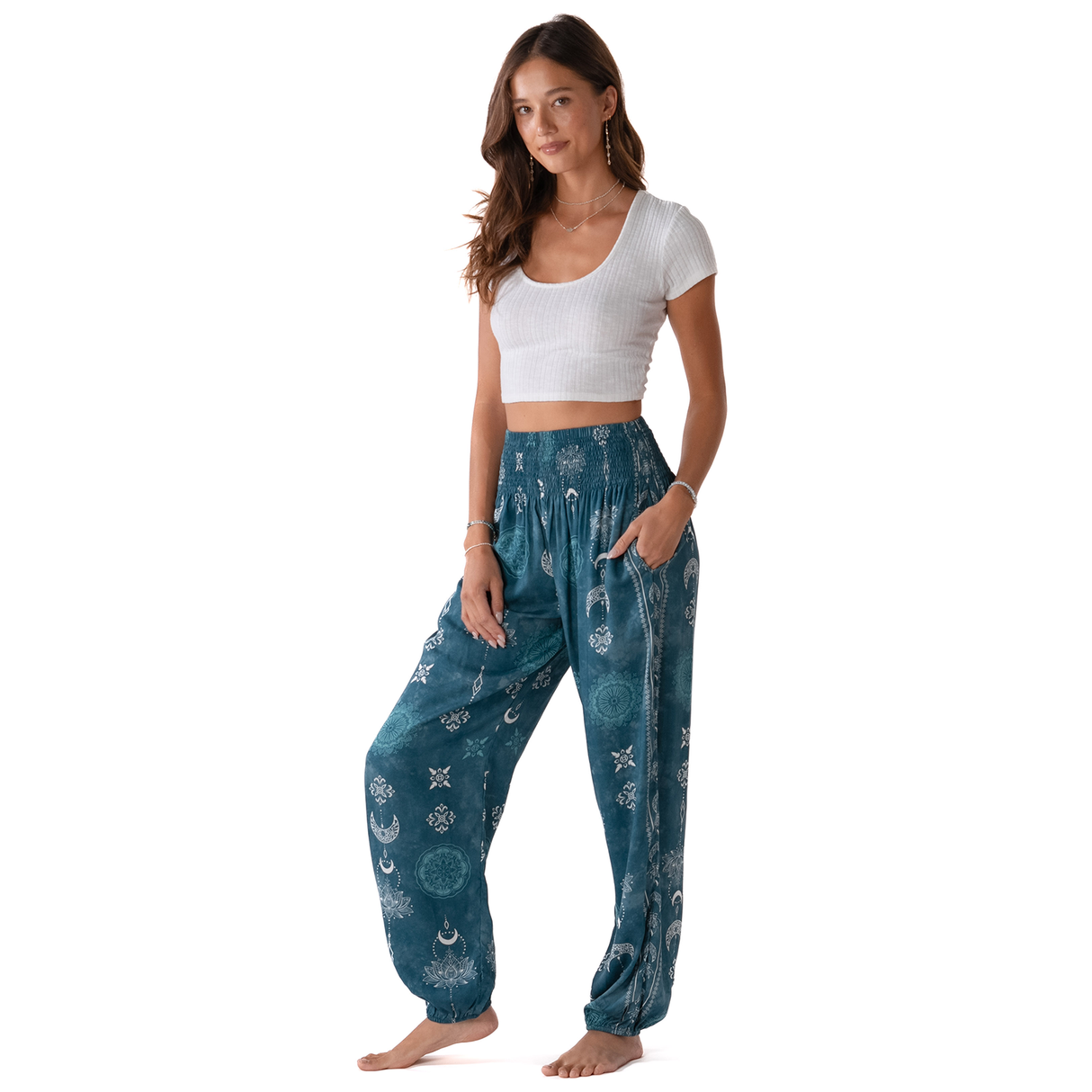 Cosmic Teal Harem Pants From LotusAndLuna