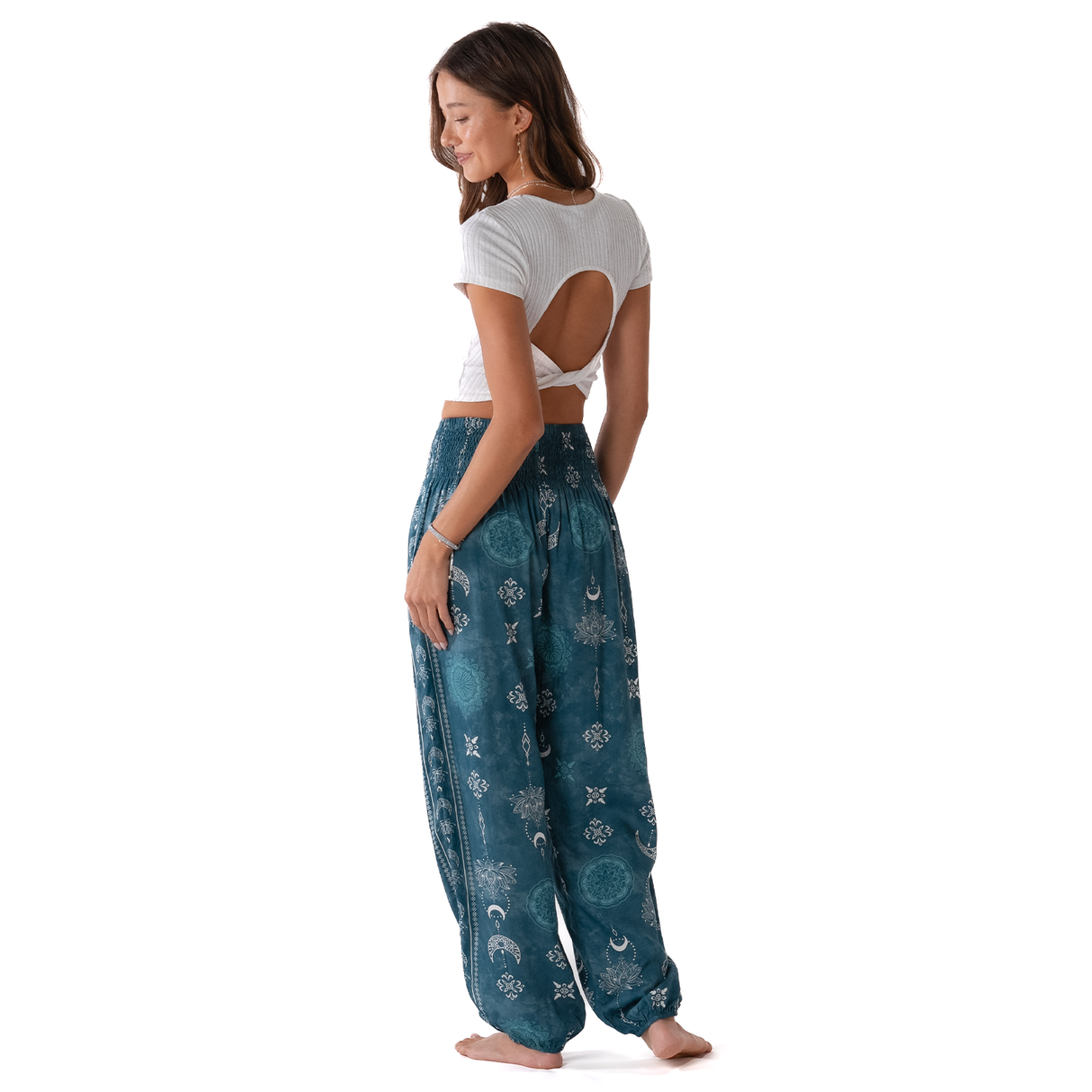 Cosmic Teal Harem Pants From LotusAndLuna