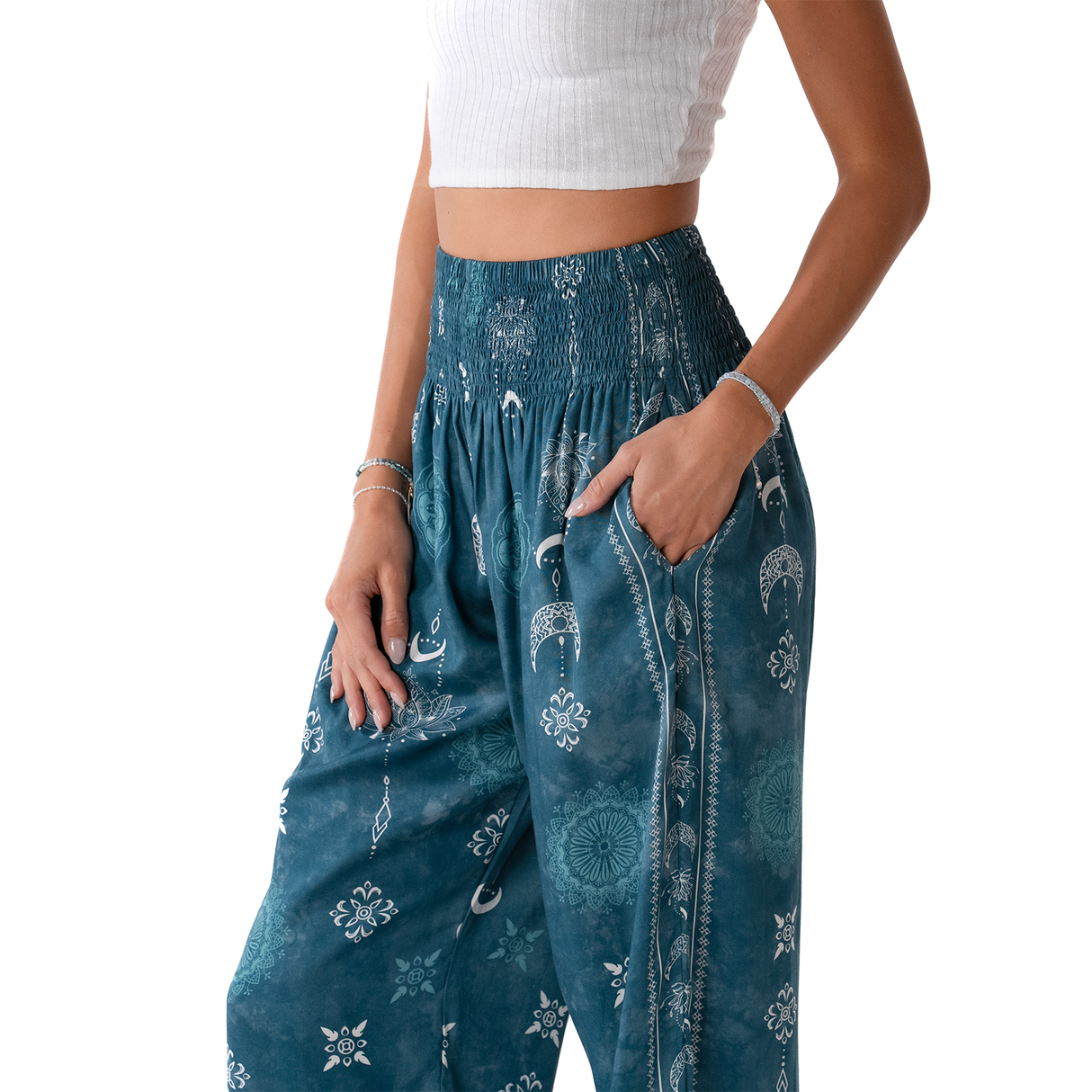 Cosmic Teal Harem Pants From LotusAndLuna