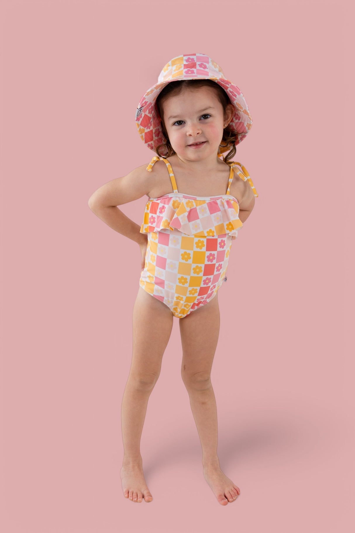 SUMMER SUNSET CHECKERS DREAM ONE PIECE SWIM SUIT from DREAM BIG LITTLE CO
