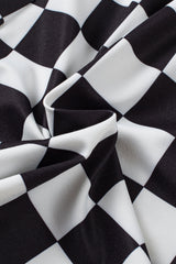 Black Checkered Drawstring Elastic Waist Casual Shorts from MsDressly