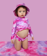 CANDY CLOUDS DREAM 2-PIECE RASH GUARD RUFFLE SWIM SUIT from DREAM BIG LITTLE CO