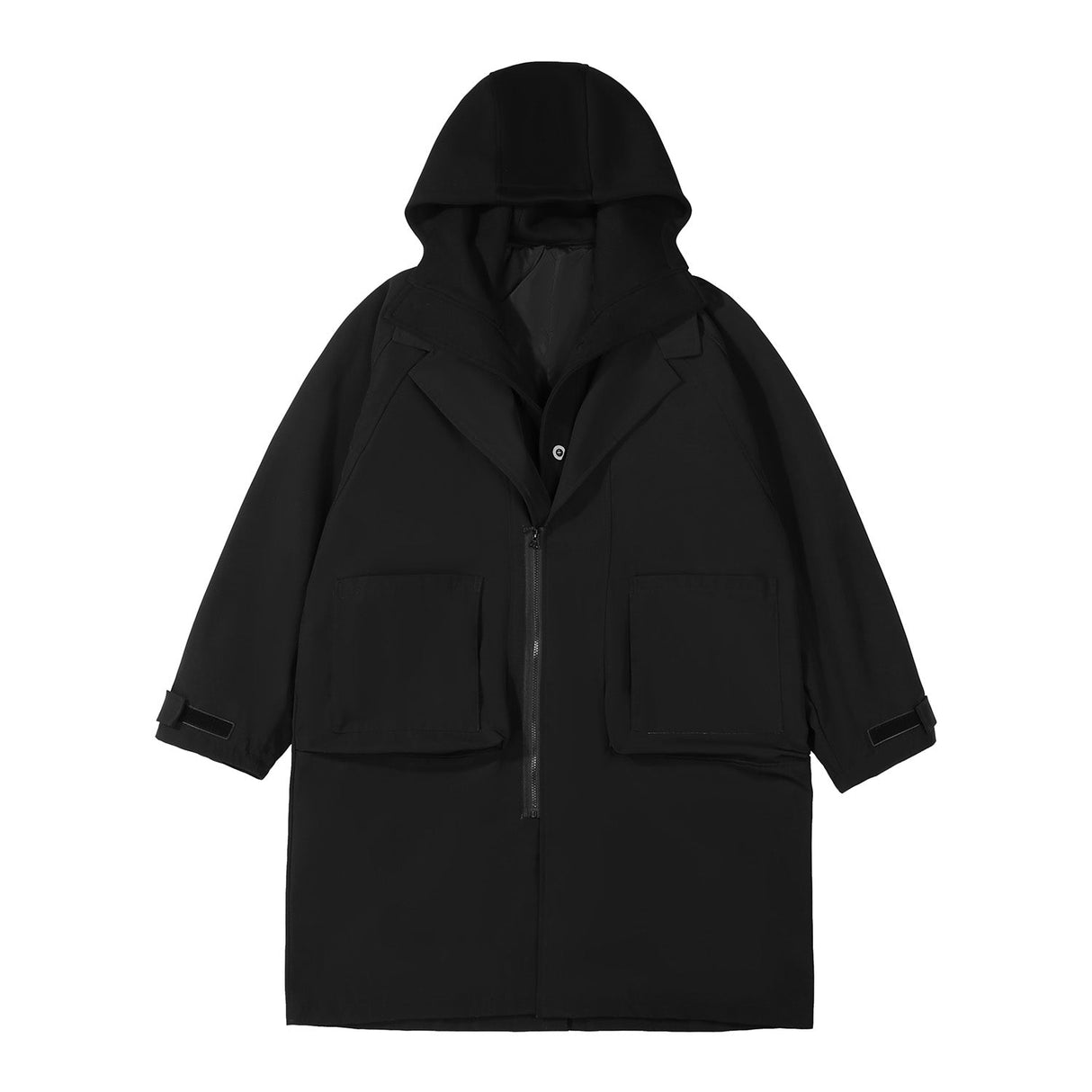 J36 Black Urban Trench Coat with Hoodie from Niepce Inc