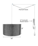 Light Plug In Swag Pendant Ceiling Light Granite Grey Shade From LampsUSA