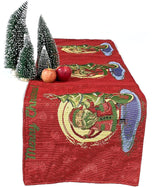 DaDa Bedding Red Santa Claus Christmas Tree Woven Tapestry Dining Table Runner (17615) from DaDalogy Bedding Collection