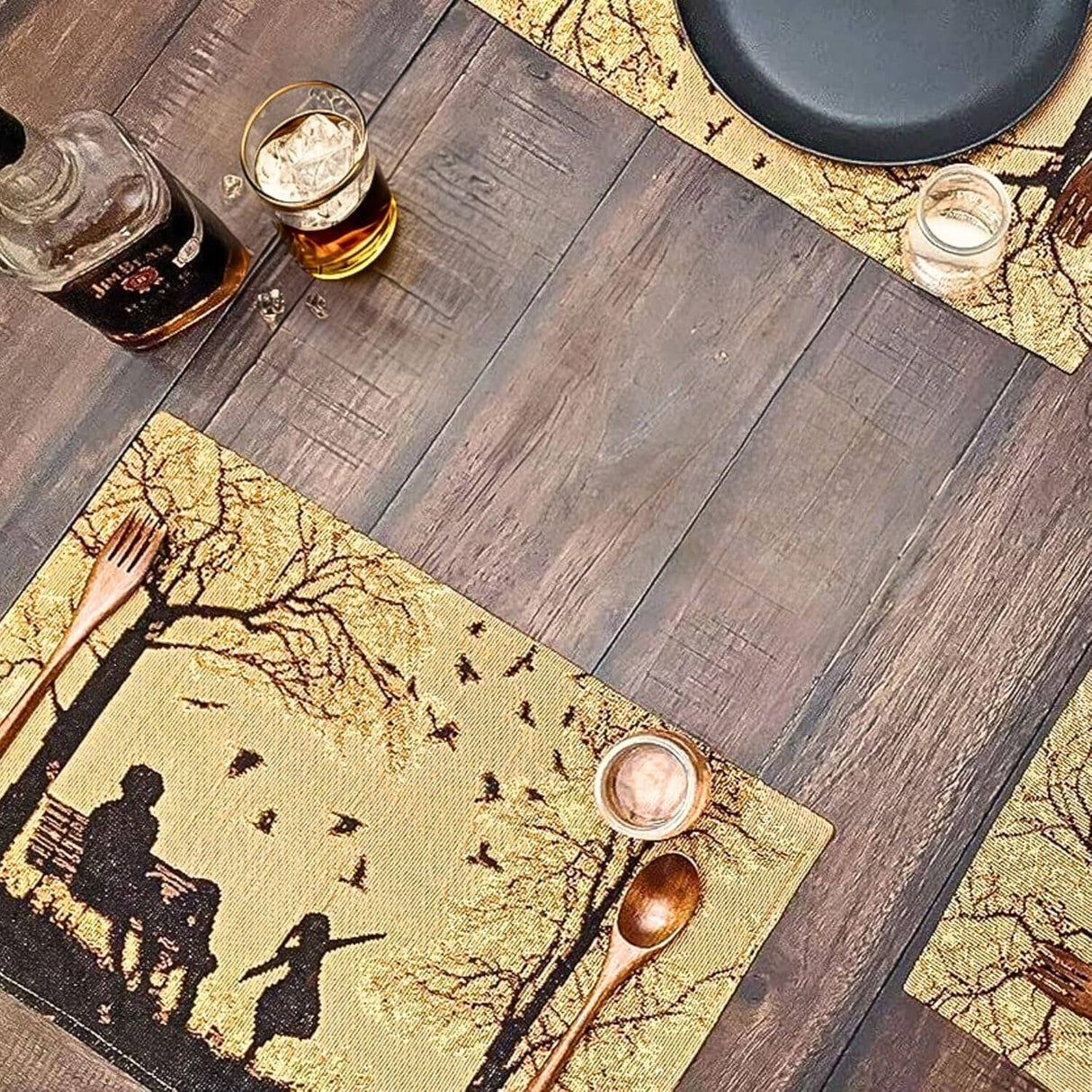 DaDalogy Autumn Birds Family Gathering Woven Tapestry Dining Table Runner (18198) from DaDalogy Bedding Collection