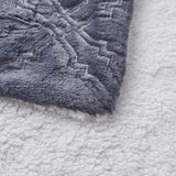 Tache Faux Fur Steel Navy Blue Diamond Trellis Pattern Throw Blanket (3390)