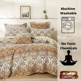 DaDa Bedding Bohemian Floral Paisley Garden Coral Teal Quilted Bedspread Set (LH1403) from DaDalogy Bedding Collection