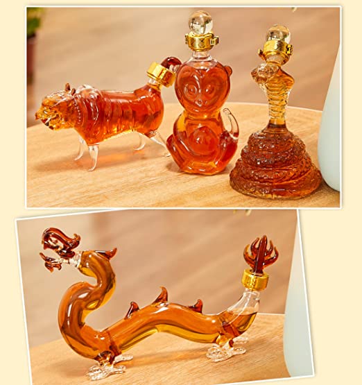 12 Chinese Zodiac Wine & Whiskey Decanter Set | Set of 12 Miniature Hand Blown Decanters | New Year Table Decoration, Constellation Glassware, Personalized Animal Red Wine Carafe Gift 150 ML from The Wine Savant