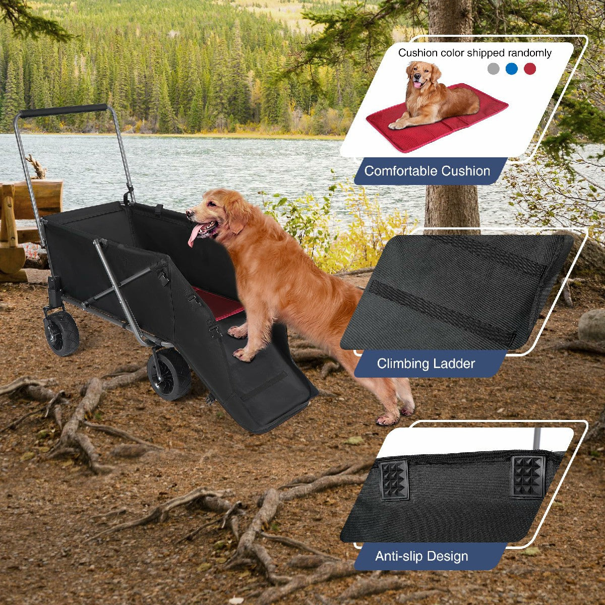 Folding Dog Wagon Cart with Extendable Rear End Heavy Duty From Redcamp