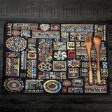 DaDa Bedding Set of 4-Pieces Ethnic Ornaments Geometric Black Tapestry Dining Placemats 13” x 19” (18118) from DaDalogy Bedding Collection