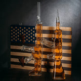 2 Gun Whiskey Decanters Set AR15 and AK47 Gun Decanter 1000ml American Flag Wall Rack by The Wine Savant - Veteran Gifts, Gun Lover Gifts, Tik Tok Gun Decanter, Military Gifts from The Wine Savant