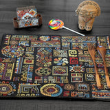 DaDa Bedding Set of 4-Pieces Ethnic Ornaments Geometric Black Tapestry Dining Placemats 13” x 19” (18118) from DaDalogy Bedding Collection
