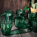 Cactus Stackable Glasses, Stacktus Gifts, Set of 6-10 oz Cactus Shape Glasses With Handles Green Glass Blown Figurines Plant Decorations for Parties 3.5" H 5" W - Copyright Design, Patent Pending from The Wine Savant