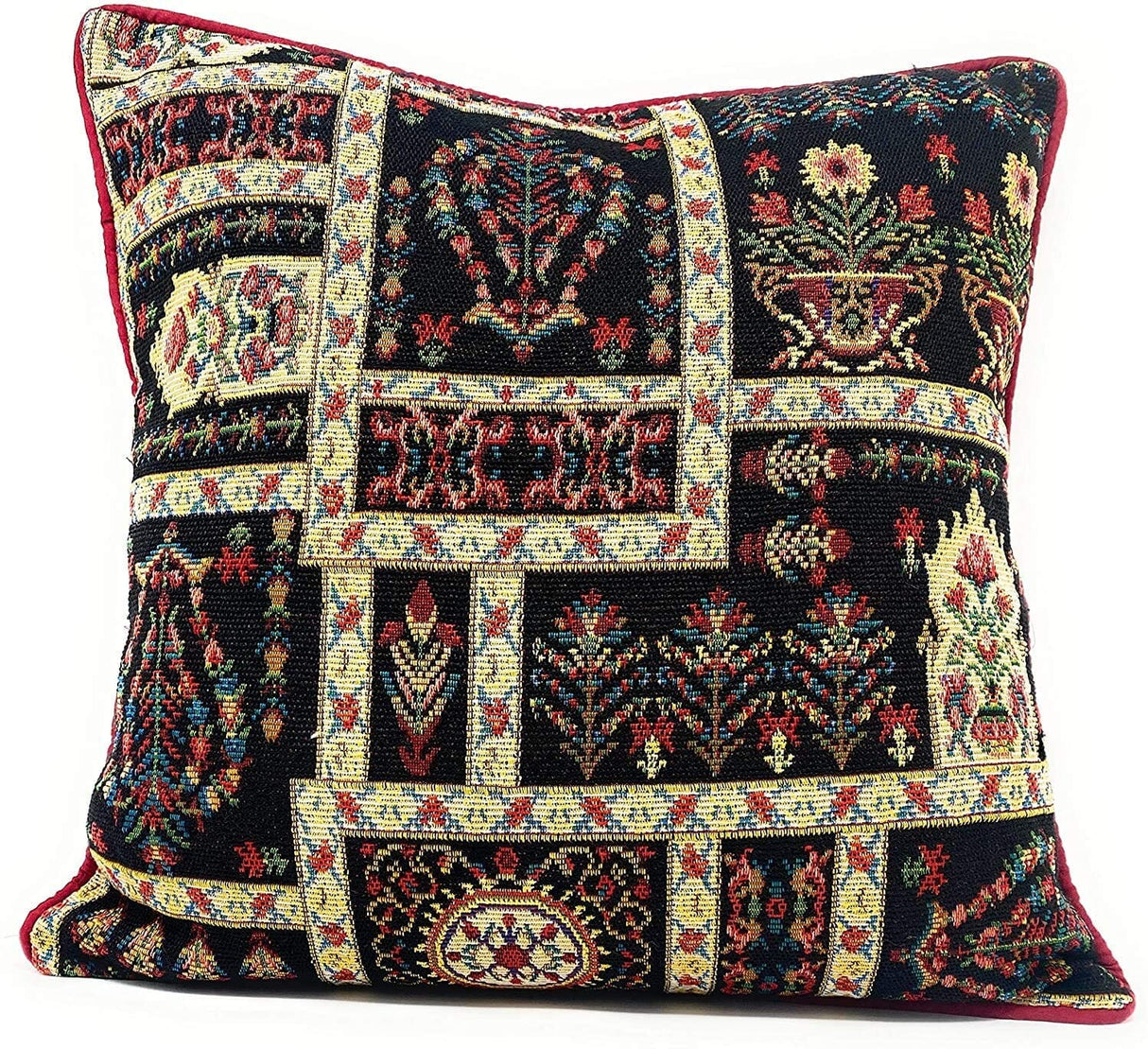 DaDa Bedding Set of 4 Pieces - Floral Garden Botanical Tapestry Throw Pillow Covers Bundle Pack - 16" x 16" from DaDalogy Bedding Collection