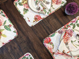 DaDa Bedding Set of 4-Pieces Romantic Roses Pink Floral Quilted Dining Placemats 13” x 19” (879) from DaDalogy Bedding Collection