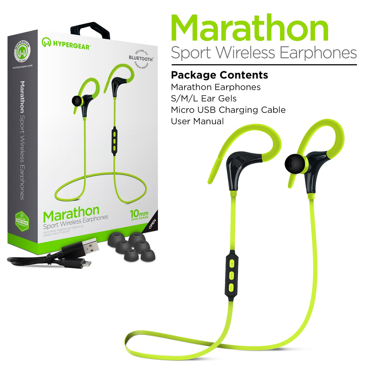 HyperGear Marathon Sport Wireless Bluetooth Earphones (MARPHONES-PRNT) from Jupiter Gear