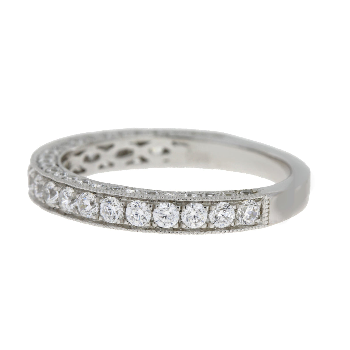 Cubic Zirconium Wedding Band Ring Sterling Silver from Bids.com