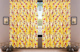 DaDa Bedding Set of 2 Radiant Sunshine Yellow Floral Window Curtain Panels - Natural Semi Sheer Hummingbirds Farmhouse Red Flowers Straight Tailored Edge from DaDalogy Bedding Collection