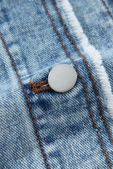 Beau Blue Plaid Print Patchwork Hooded Raw Hem Denim Jacket from MsDressly