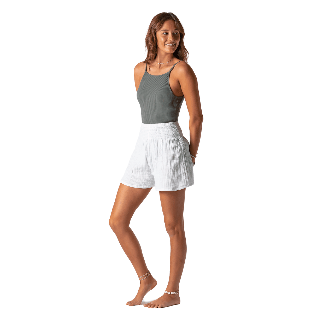White Cotton Shorts From LotusAndLuna