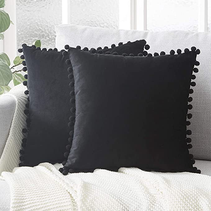 Velvet Pom Pom Cushion Covers from Moderny