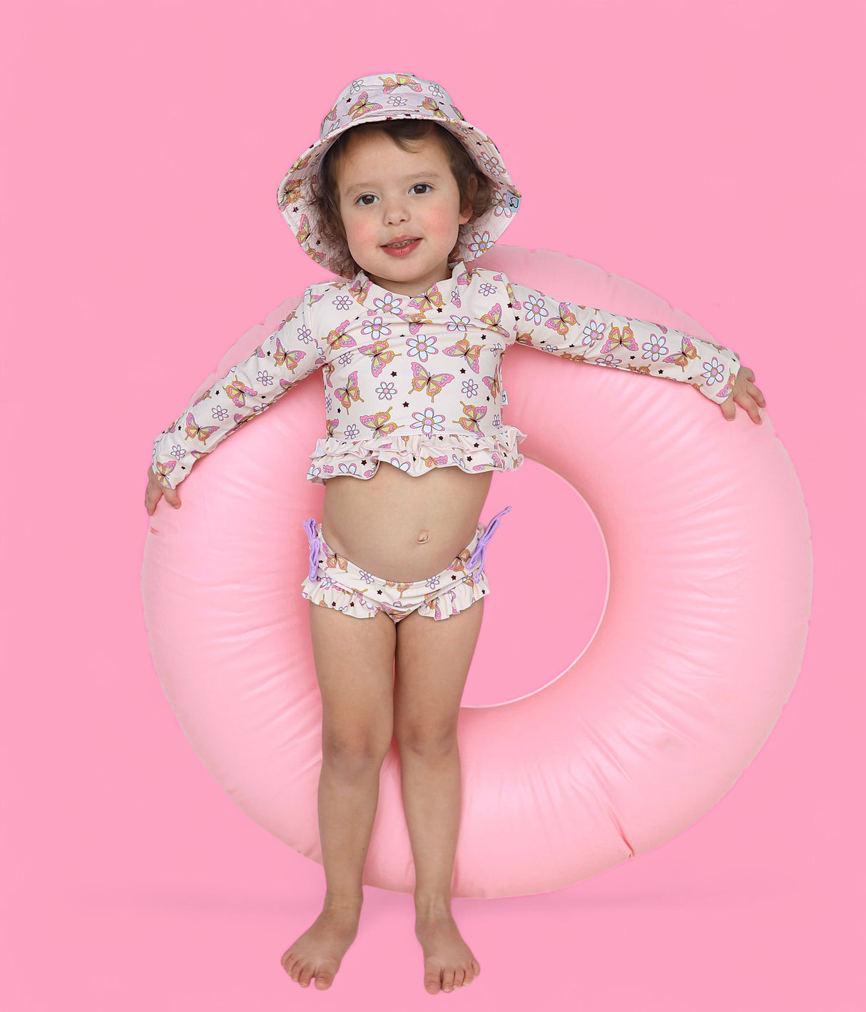 BLOSSOMIN’ BUTTERFLY DREAM 2-PIECE RASH GUARD RUFFLE SWIM SUIT from DREAM BIG LITTLE CO